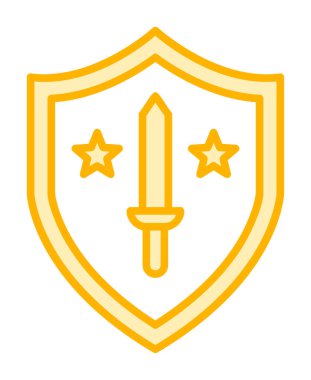 Kılıç vektör ağ simgesine sahip Askeri Kalkan, vektör illüstrasyonu 