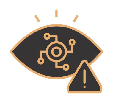 Uyarı işareti olan casus simgesi, vektör illüstrasyonu 