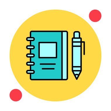 Çizim defteri ve kalem simgesi, vektör illüstrasyonu  