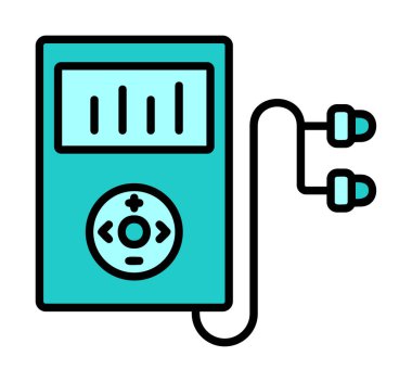 Kulaklık simgesi, vektör illüstrasyonlu Mp3 oynatıcı