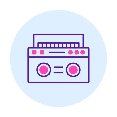  Boombox düz simgesi, vektör çizimi