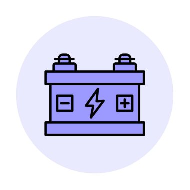 Araba aküsü simgesi. Ağ için Kataloglayıcı imza vektör simgesinin düz çizimi.