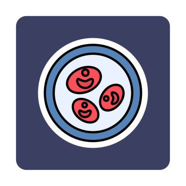 Bakteri petri kabı ve bakteri vektör simgesi 