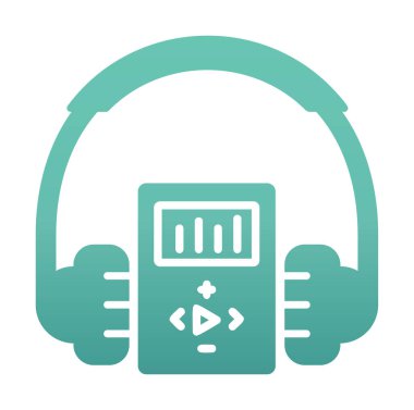 Düz kulaklık simgesi, web afişi, web ve mobil, bilgi grafikleri için vektör illüstrasyon kavramı.