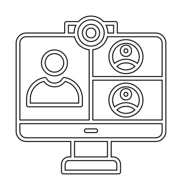 Basit çevrimiçi toplantı simgesi, vektör illüstrasyonu