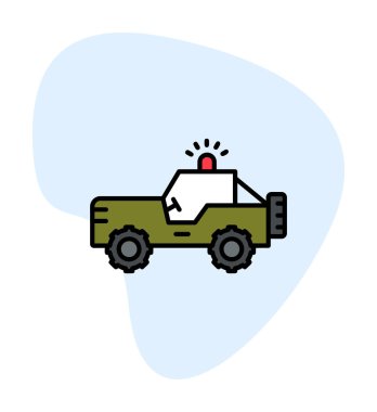Askeri Jeep Simgesi, Vektör İllüstrasyonu