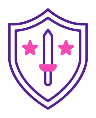 Kılıç vektör ağ simgesine sahip Askeri Kalkan, vektör illüstrasyonu 