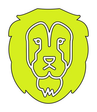 Aslan başı düz simgesi, vektör illüstrasyonu