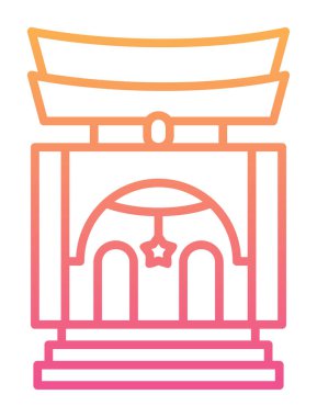 Basit antik Asya Tapınağı simgesi, vektör illüstrasyonu