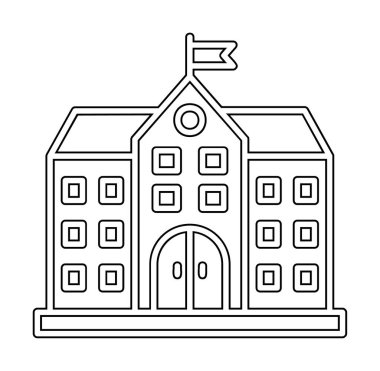 Üniversite binası ikonu. Düz renk tasarımı. vektör illüstrasyonu.                           