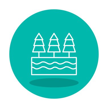 Nehir ve ağaçlar düz ikon vektör çizimi 