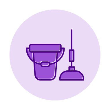 kova ve paspas simgesi, vektör illüstrasyonu  