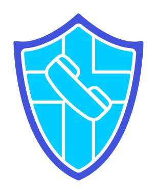 Eski moda telefon ahizesi simgesi olan bir kalkan. Güvenli telefon hattı. vektör çizimi tasarımı