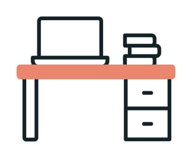 Ofis masa simgesinin vektör illüstrasyonu 