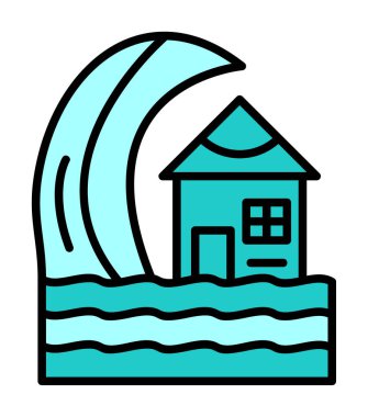 Basit tsunami simgesi, vektör illüstrasyonu