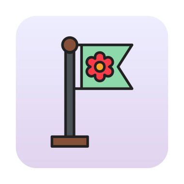 Sakura bayrak simgesi, vektör illüstrasyonu 