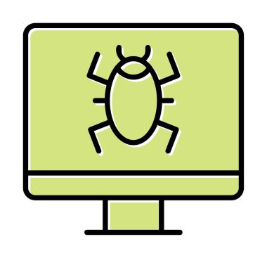 Basit Bilgisayar Virüsü simgesi, vektör illüstrasyonu