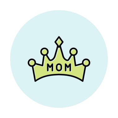 Anne tacı simgesi, vektör illüstrasyonu 