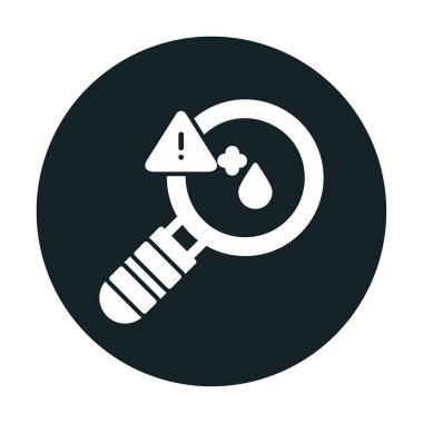 Büyüteç ve kan testi ikonu vektörü. Kan damlası