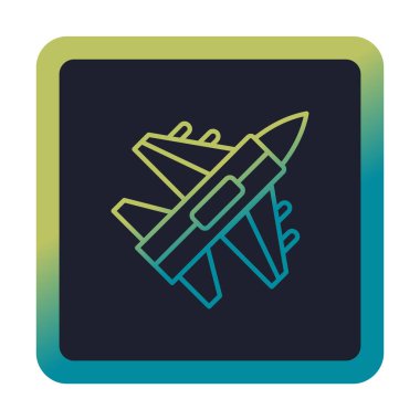 Jet Fighter ikonu. Askeri uçak uçuşu. vektör illüstrasyonu