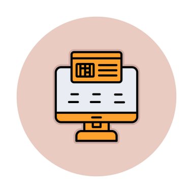 Basit Çevrimiçi Ödeme simgesi, vektör illüstrasyonu