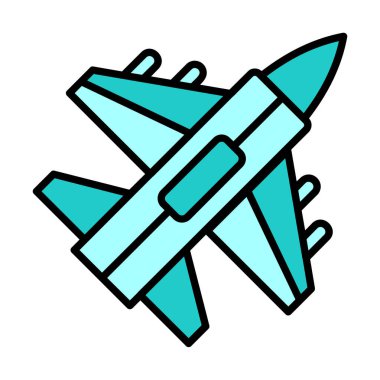 Jet Fighter ikonu. Askeri uçak uçuşu. vektör illüstrasyonu