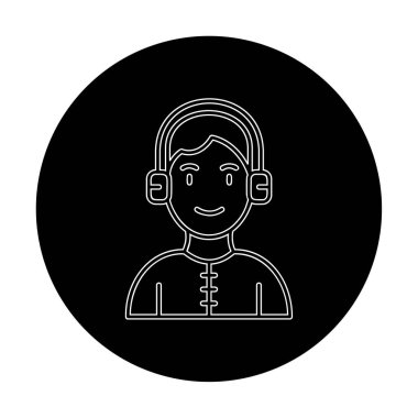 DJ avatar web simgesi, vektör illüstrasyonu 