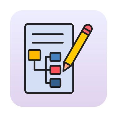 Kalem simgesi ile yazma Planı, vektör illüstrasyonu basit  