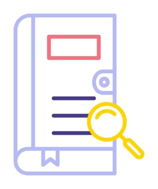 Büyüteç vektör çizimi olan bir kitap. Arama Kitabı kavramı                  