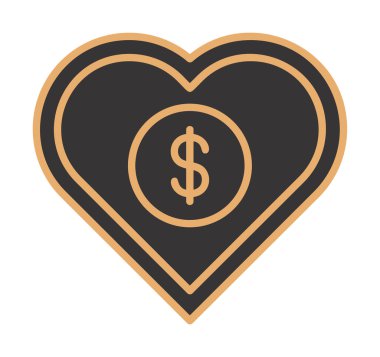 Dolar kalbi favori simgesi, vektör illüstrasyonu 