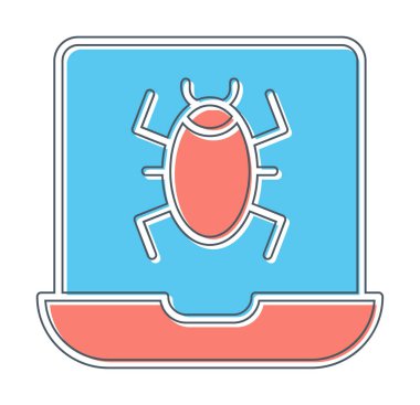 Virüs bulaşmış Laptop Simgesi - Virüs vektör çizimi tasarımı