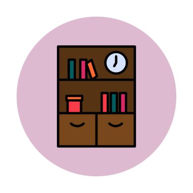 kitaplık düz simge, vektör illüstrasyonu 