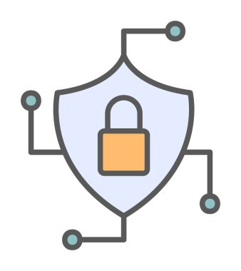 Asma kilit simgesi, vektör illüstrasyonlu güvenli kalkan