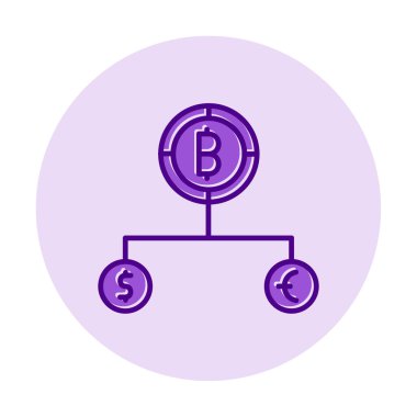 Para birimi yapısını bitcoin, dolar ve avro sembolleriyle böl 