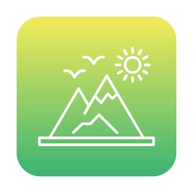 Dağların ve güneşin simgesi. vektör illüstrasyonu