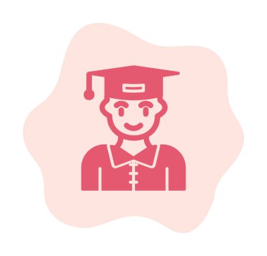 Mezuniyet başlığı simgesi vektör illüstrasyonu öğrencisi