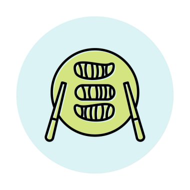 Tabak simgesinde suşi, vektör illüstrasyonu