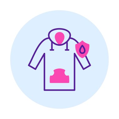 Su geçirmez kapüşonlu simge, vektör illüstrasyonu 