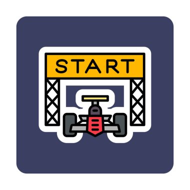 simgeyi başlat. Web için Irk vektör simgesinin başlatılmasının basit bir gösterimi.                                