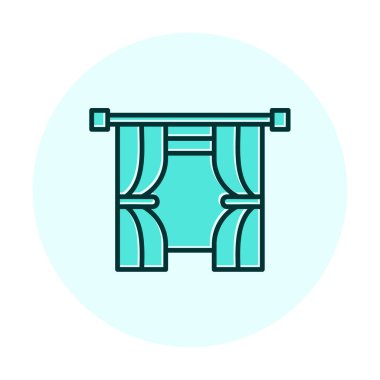 Tiyatro perdeleri simgesi, vektör illüstrasyonu 