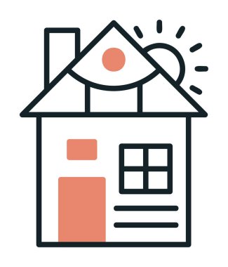 ev düz simgesi, vektör illüstrasyonu 