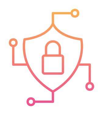 Asma kilit simgesi, vektör illüstrasyonlu güvenli kalkan