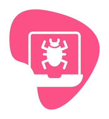 Virüs bulaşmış Laptop Simgesi - Virüs vektör çizimi tasarımı