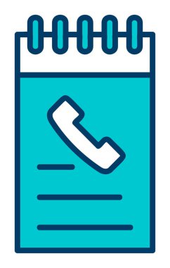 Beyaz arkaplanda telefon rehberi ikonu vektör çizimi