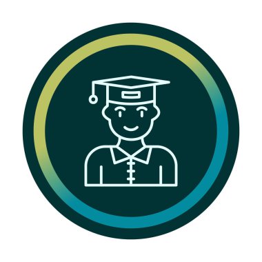 Mezuniyet başlığı simgesi vektör illüstrasyonu öğrencisi