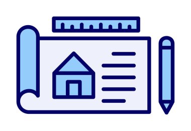 Basit Mimari Planı simgesi, vektör illüstrasyonu