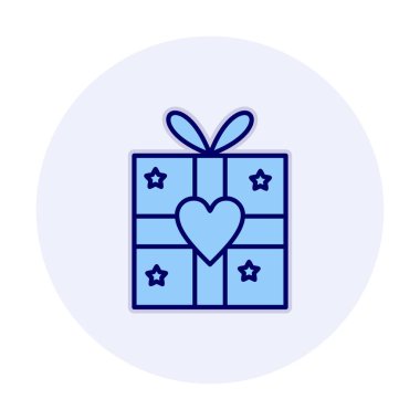 Kalp ikonu vektör illüstrasyonlu hediye kutusu 