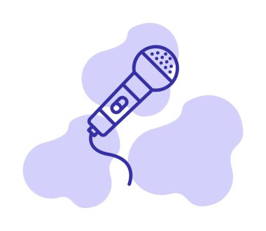 mikrofon yassı ikon. mikrofon logosu, vektör illüstrasyonu.