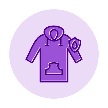 Su geçirmez kapüşonlu simge, vektör illüstrasyonu 