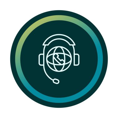 Basit Dünya Çağrı Merkezi Desteği simgesi, vektör illüstrasyonu